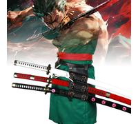 40incn Roronoa Zoro Katana Ninja couteau épée Anime Cosplay Costume Zoro taille réelle japonais Katana Original samouraï sabre cadeau Ensemble AEG-3 pièces