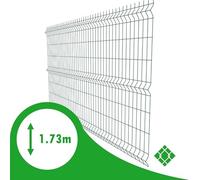 40m Panneau grillage rigide avec poteaux sur platine - Anthracite ou vert - de 1.03m à 1.93m de haut (Vert, 173cm)