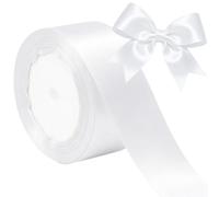 40mm Blanc Rubans pour emballage cadeau 22 mètres Rubans Satin, Blanc Satin Ruban Roll pour Polyester Ruban pour Bouquet de Fleurs,Couture,Nœuds,Gâteau,Décorations de Mariage Satins Décor