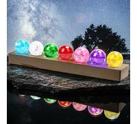 40mm Boule de Cristal Chakra, 7 Couleurs Sphere Cristal de Roche | Boule Lumineuse avec Base en Bois, Cristaux de Guérison pour Décoration de Chambre à Coucher, Salon, Cadeau de Fête (A)