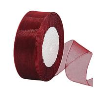 40mm Vin Rouge Ruban Large en Mousseline de Soie Transparente pour Emballage Cadeau,45m Organza Tissu Rubans Décoration Cadeau Noel Anniversaire Bouquet Mariée Mariage Décoration & Bricolage DIY