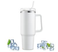 40oz(1200ml)Mug Isotherme avec Poignée,Thermos, Tasse Isotherme Travel Mug sans BPA, Voyage double isolée sous vide avec Couvercle et pailles pour Café Chaud et Froid