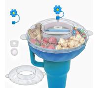 40oz Assiette à goûter en silicone,Bol à collation pour Stanley Cup,Coupe à goûter pour Stanley Cup,avec 4 compartiments pour Stanley Cup,avec Couvercle pour paille et accessoire anti-fuite