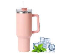 40oz Mug Isotherme avec Poignée, Tasse Isolée de Voyage à Café En Acier Inoxydable, Double Isolée Sous Vide avec Couvercle Et Pailles, Bouteille d'Eau Thermos Pour Café Chaud Et Froid (A-rose)