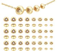 40pcs 4 Sizes Slider Beads 18k Gold Plated Slide Beads 5 8mm Loose Rondelle Beads With Rubber Inside For Bracelet And Jewelry Making
