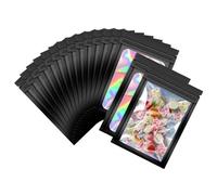 40pcs 7x10cm Mylar Edibles Mylar Pochon, Mylar Autocollant pour Biscuits, Jwely, Sac Mylar RéUtilisable,Violet Sachet Bonbo Sachet Zip, Pochette Holographique, Le Noir