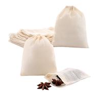 40Pcs 8 * 10cm Sachet The a Remplir Reutilisable,Sachet en Mousseline de Coton,Sachet de Thé,Petit Sachet Tissus a Remplir,Sac en Coton Avec Cordon,Pour Herbes,Épices,Café,Marinade