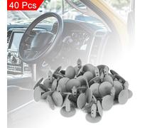 40pcs 8mm Trou Diamètre Plastique Boulons Rivets Garniture Panneau Clips Gris pour Voiture