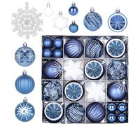 40PCS Boule de Noel Bleu: Décorations pour Sapin de Noël 6 cm x/3 cm, avec Crochets, pour la Décoration du Sapin de Noël, Les Mariages, Les Fêtes et Autres événements