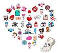 40pcs Charme Chaussure,Pins Crocs Infirmiere,Charmes de Chaussure de PVC,Pins Crocs Enfant Thème Médical,Pins Crocs Homme Femme,Pour Chaussures,Infirmière,Aide Soignante Accessoire Chaussure
