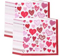 40pcs Coeur Motif De Serviette Romantique Rose Serviettetes Donsable Serviettes De Papier Jetable Serviettes De Cocktail pour Les Fournitures De Décoration De Fête De Mariage