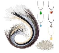 40pcs Cordon pour Pendentif avec 40 Fermoir,50cm Cordon Collier pour Pendentif,Collier Corde de Cire Rond 2 mm,Fil Collier avec Attache Pendentif Accessoires,Cordon de Collier en Cuir Artificiel