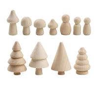 40pcs / ensemble arbres de Noël en bois en bois inachevés en inachevés les gens et les champignons artisanat de Noël peignable pour les décorations table table