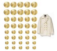 40pcs Ensemble Boutons de Blazer Dorés, 4 Tailles Boutons de Couture Dorés Vintage Boutons à Tige Décoratifs Brillants pour Manteau Veste Jean Uniforme Costumes Artisanat (15/18/21/25mm)