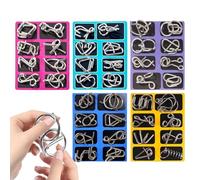 40PCS Metal Puzzle Ring Set | Jeu De Logique I-Q en Fil Métallique Imbriqué 3D | Cadeaux De Défi pour Enfant Et Adultes