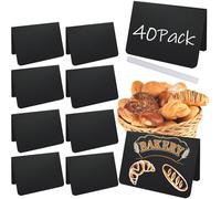 40pcs Mini Tableaux Noirs, Étiquettes Prix Effaçables, Tableau Craie Mini Tableau Ardoises Pour Inscrire Prix, Noms, Information Idéal Pour Mariages, Buffets, Événements, Soirées, Commerçants 100x76mm