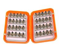 40pcs Mouche pêche leurres réaliste Mouche pêche Mouches Truite Mouches leurres Crochets Mouche pêche Kit pour la pêche en Eau Douce Eau de mer(Doré)