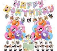 40PCS Pet Cats Birthday Party Decoration, Cat Flag Banner Cake Insert Balloon Set, Pet Cats Birthday Decoration Items