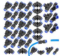 40pcs Raccords rapides pneumatiques Raccords de Tuyau Raccord de Tube de Ligne d'Air en Plastique 4 formes Droits Type Coudés Type Y Type avec T Type Combo Connecteur Pneumatique 6mm