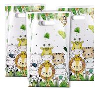 40PCS Sacs Cadeau Jungle Animaux Pochette Bonbon Sac Emballage Cadeau Sachet Biscuits Dragée pour Anniversaire Baby Shower Fête Party Fille Garçon 26 x 16.5cm