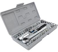 40PCS SAE Metric Socket Set Efficient Universal Fit 1/4 Inch 3/8 Inch Drive Socket Set for Automotive Motorcycle Home Repair