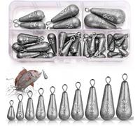40pcs Small Mixed Fishing Weights 10 Sizes 3.5g 5g 7g 10g 15g 20g 25g 30g 40g 50g Iron Fishing Weights With Swivel For Fishing To The Deep & Floating & At Sea