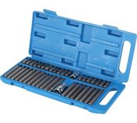 40pcs Star Spline Hex Socket Bit 1/2in 3/8in Square Drive with Blue Toolbox Hand Tooling for Automobile Repairing