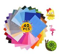40pcs Tissu en Feutre, Non Tissé Feuille de Feutrine (Blanche/Rouge/Marron/Violet/Rose/Noire/Jaune et plus) pour Feutre Couture Quilting, Tissu de Feutre 15cm*15cm pour Bricolage Patchwork Décorations