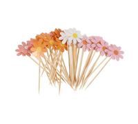 40Pièces Lot de Cure Dents Fleurs pour Gâteaux Desserts Décorations de Marguerite pour Anniversaires Shower Cupcakes