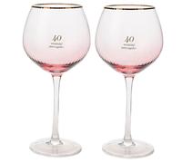 40th Anniversaire Gin Verre Set Rose Crête Lunettes Avec Argent Formulation