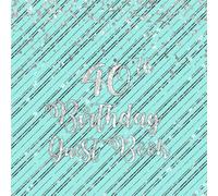 40th Birthday Blue Guest Book: Blue Silver Stripe Guest Book with Gift Log