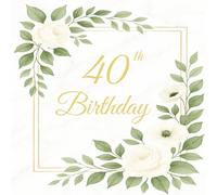 40th Birthday Guest Book: Elegant Memory Party Keepsake with 75 Unique Questions 50 Sign In and Blank Pages (8.5x8.5 inches, 108 pages)