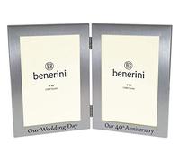 40th Ruby Wedding Anniversary Double Photo Frame - 'Our Wedding Day' & 'Our 40th Anniversary' - 4x6 inches