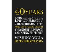 40th Year Work Anniversary: Employee Appreciation Gift for Job Milestone of 40 Years of Service
