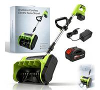 40v Brushless Cordless Snow Shovel, 13.5 in Electric Snow Shovel with Wheels, Maquina Para Limpiar Nieve with Dual 4.0Ah Batteries & Fast Charger, Thrower up to 30FT for Paths Decks Steps (1 Batt)