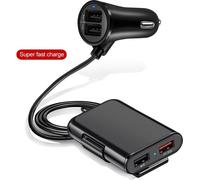 40w 8a Qc3.0 Fast Charger 1 to 4 Front Rear Seat Fast Charging Adapter Usb Multi-port Charging with Black Cable
