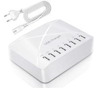 40W Multi-Usb Charger 8 Port Multi-Usb Charging Hub With Intelligent Sensing, Multi-Port Usb Charging Dock For Smartphones, Tablets And Other Devices, White