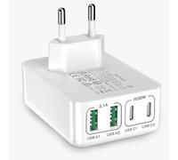 40w Usb C Charger,4 Port Multi Pd 3.0 Flat Charger,Space Saving Power Adapter Compatible With Iphone 16/15/14/13/12,Samsung S25/S24/S23/S22,Pixel,Tablets