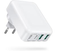 40W USB-C Charger 4 Ports with Folding Feet ¿ Fast PD3.0/QC3.0, Compact & Secure Socket Adapter Block Compatible with iPhone 16 15 14 13 12 11 Pro Max X XS XR, Samsung Galaxy S24/S23/S22, iPad