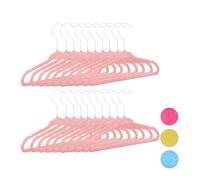 40x Cintres enfants en plastique antidérapant vêtements bébé enfant velours HxlxP: 18 x 28 x 0,5 cm, rose