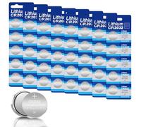 40X Pile CR2032, Piles 2032 CR 2032 3v Lithium Plate Longue Durée Bouton Pile pour Appareils Smart Home, Clés de Voiture