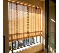 40x40cm Store en Bambou Naturel pour Fenêtre et Balcon - Rideau Occultant sans Perçage - Paravent Végétal pour Intérieur, Véranda et Espace de Travail