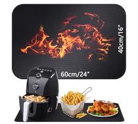 40x60cm Sous-couche réfractaire Tapis en fibre de verre silicone anti-feu pour plateau de table Tapis résistant à la chaleur pour friteuse à air machine à café micro-ondes Antidérapant imperméable