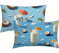 40x70 Lot de 4 Housses de Coussin Bleu Coussin Canape Moderne, Lin Taie d'oreiller Impression Recto Verso avec Fermeture éClair Invisible, Decoration Maison pour Jardin Salon, Cadeau Femme -LK260444