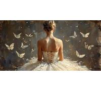 40X80CM Peinture par Numéros Adulte Ballerine, Fille, DIY Papillon Peinture Numero Enfant, Peinture Numero Adultes Loisirs Créatifs, Acryliques Paintings avec Peintures et Pinceaux, Decoration Chambre