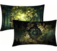 40x90 Lot de 4 Housses de Coussin Vert Coussin Canape BohêMe, Lin Taie d'oreiller Impression Recto Verso avec Fermeture éClair Invisible, Decoration Maison pour Jardin Salon, Cadeau Femme -LK2604442