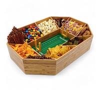 40YARDS American Football Snack Stadium en bois de bambou + plateau de jeu en feutre (souple) avec marqueurs et 2 objectifs de terrain jaunes | Dimensions : 50 x 36 cm | Construit | Football Snack
