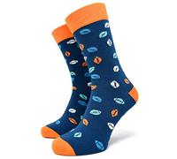 40YARDS football américain chaussettes avec ballons de football colorés pour les fans - Unisexe hommes & femmes (bleu/orange, 36-40 ou 41-46) (as4, numeric, numeric_41, numeric_46, regular, regular)