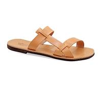 41 beige Emmanuela Antique Sandales en cuir grecque pour hommes, haute qualité à la main ouverte sandales pour hommes, glissade sur des chaussures d'été, sandales à lanières coulissantes