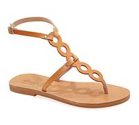 41 beige Emmanuela Sandales en cuir plat à la main, chaussures d'été avec des coupes de passage pour femmes, sandales de sangle avec des orteils fendus, et des bretelles à boucle ajustable